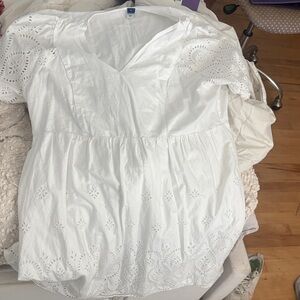 Old Navy White Eyelet Detail Blouse